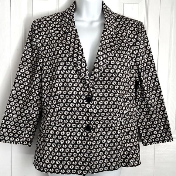 Isaac Mizrahi Daisy Print Blazer Size 14 Nwot - Picture 1 of 13